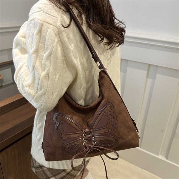 Bow Faux Bag Suede Tote Tie Backpack Chic Single Handbag Women Shoulder Messenger Bag Matte PU Leather Cross Body Bags H260606