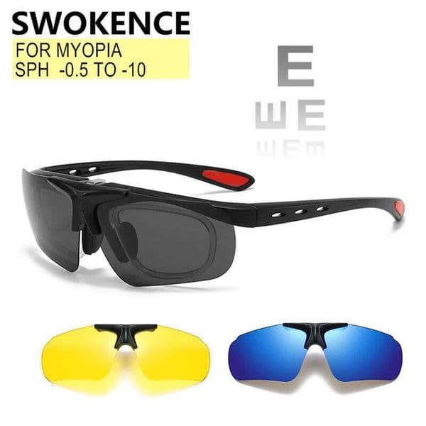 Magnet Clip Sports Sunglasses Myopia Glasses -0.5 To -10 Men Women Prescription Riding Spectacles Nearsighted Astigmatism F544 W260606