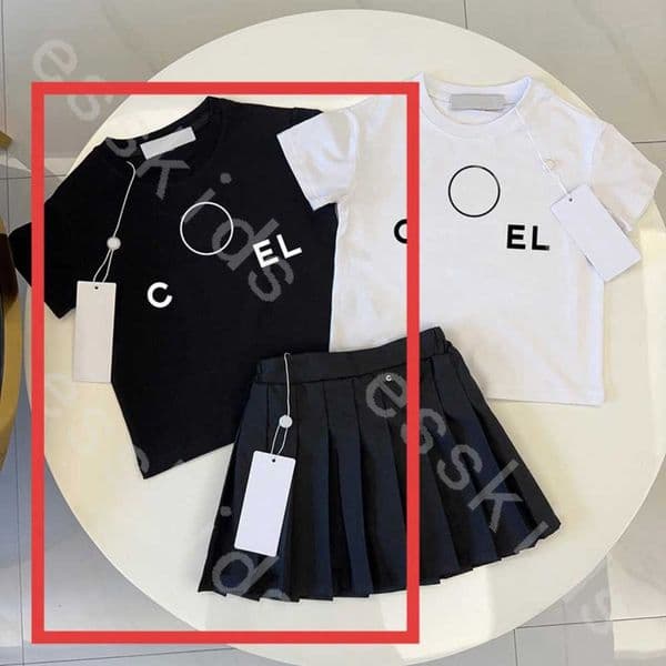 Kids Dress Pleated Skirt Designer Girls T Shirt Set Pullover New Cotton Comfortable Tops Childrens Two Pieces Set Clothing -8 DFG2504228 Y260605