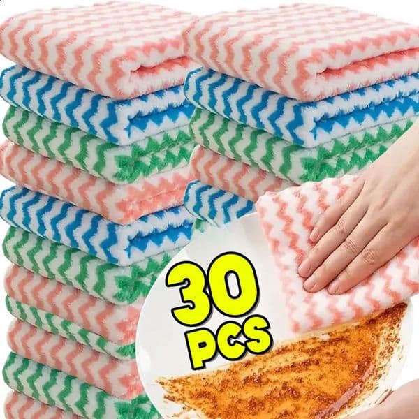 1040PCS Super Absorbent Dishcloths Coral Fleece Cleaning Cloths Thickened Kitchen Washing Dish Rags Glass Windows Wipe Towels 260605