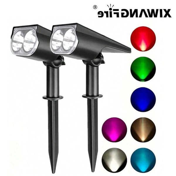 Led Solar Light Outdoors Dual Landscape Spotlights Color Changing 2 In 1 Wireless Waterproof Solar Wall Lamp Patio Garden.R260606