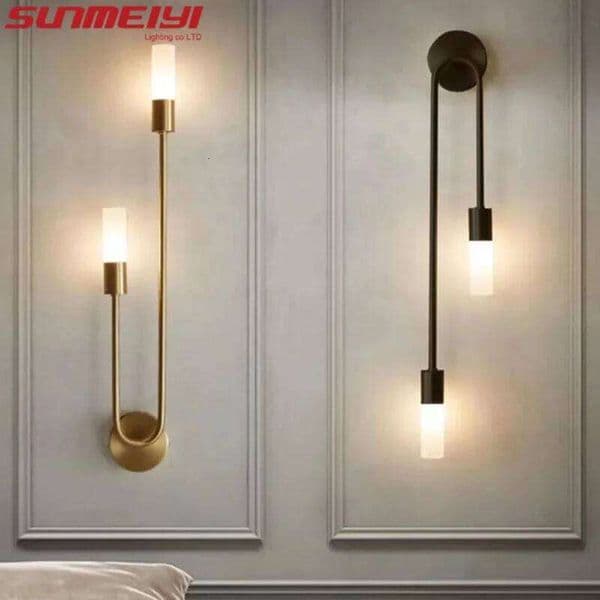 LED Golden Black Light Luxury Lamp Living Room Nordic Modern Minimalist Creative Background Wall Corridor Bedroom Bedside 26W0606