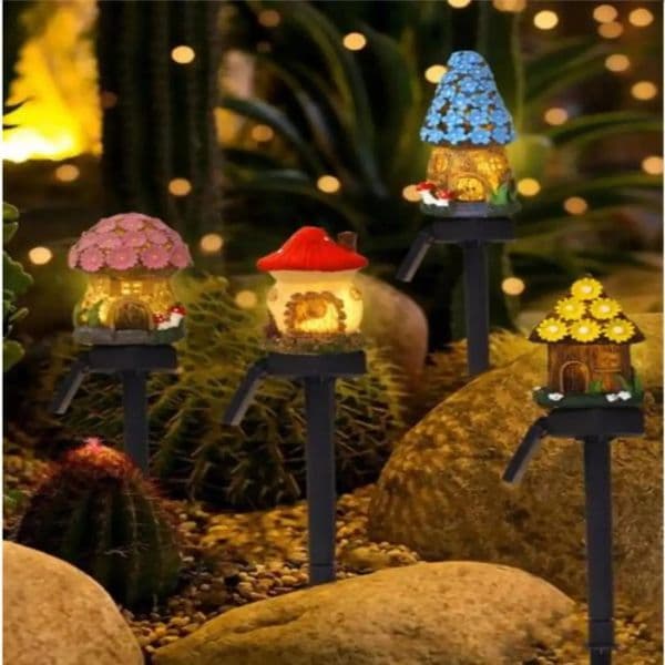 1 2026 1Pc perfume Creative Solar Resin Mushroom cologne Waterproof Small House LED Floor Plug Light For Outdoor Garden Lawn Decoration Free Shipping 16