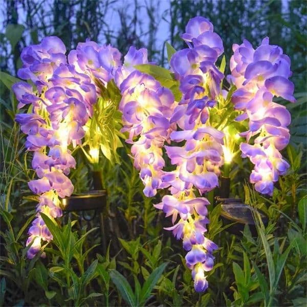 Wisteria 1pc Powered New Solar Flower Lamp Outdoor Plug-in Grounding Lamp Garden Passage Lighting Outdoor Lighting.R260606