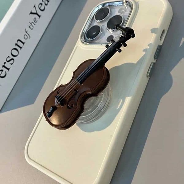 Cute Retro Violin Phone Grip Tok Griptok Finger Ring Holder Stand port For iPhone Foldable Socket Girl Bracket J260606