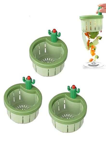 2026 Eco-Friendly Cactus Pattern Sink Drain Strainers perfume Trio Pack - Easy Maintenance Kitchen Waste Collectors With No Touch cologne Functionality, Ideal F 30