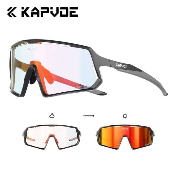 UV400 Goggles Photochromic Cycling Men Polarized Sunglasses Women MTB Sports Driving Running Hiking Red Glasses W260606
