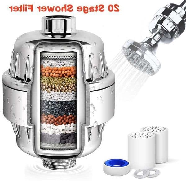Water High Output Shower 20 Stages Filter to Remove Chlorine Fluoride Heavy Metals Filtered Soften Hard Water for Shower Head C260606