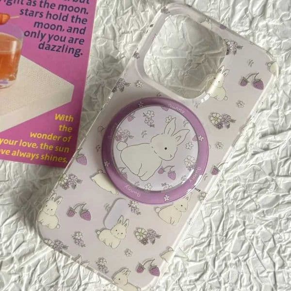 Rabbit Korean For Cute Phone Magnetic Griptok Stand For iPhone Funny Foldable Wireless Charging Case Holder J260606