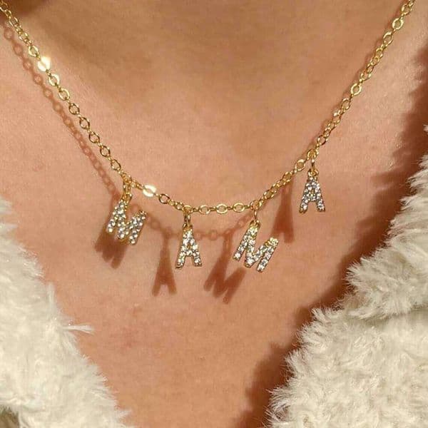 Uworld Delicate Bling Rhinestones Letters Mama Pendant With Gold Color O-Chain Necklaces Women Girls Mother'S Day Jewelry Gifts