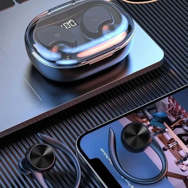 Ear Wireless TWS Hook Headphones LED Digital Display Waterproof Sports Earbuds Deep Bass Stereo Headset for Outdoor Fitness Z260606
