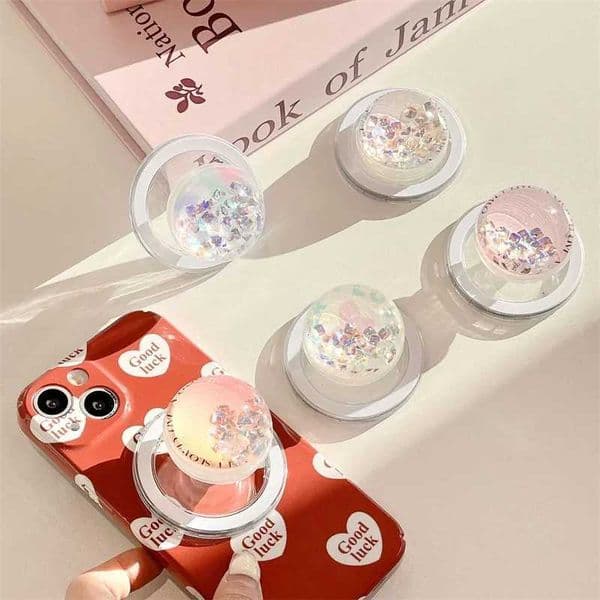 Crystal Glitter Liquid Luxury Quicksand Magnetic Phone Powder Flower Grip Holder for Socket Case Cover Bracket Stand J260606