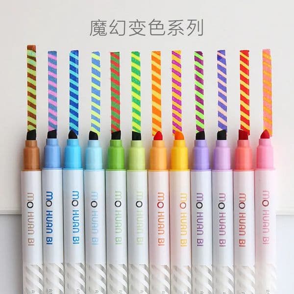 2026 Wholesale 12 Pcs/Pack Magic cologne Discoloration perfume Double-Headed Highlighters Art Markers Fluorescent Color Pen Fine Liner School Office Stationery 31