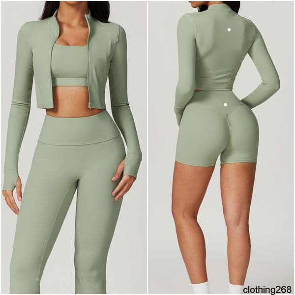 Womens Yoga Outfit Three Pieces Suits Vest Pants Jackets Set Exercise Close-Fitting Fiess Wear Running Elastic Workout Tracuit workout set joggers women LM8047