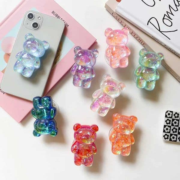 Korean 3D Glitter Bear Cell Phone Holder Grip Tok Bracket for iPhone Foldable Car Folding Mobile Socket Stand J260606