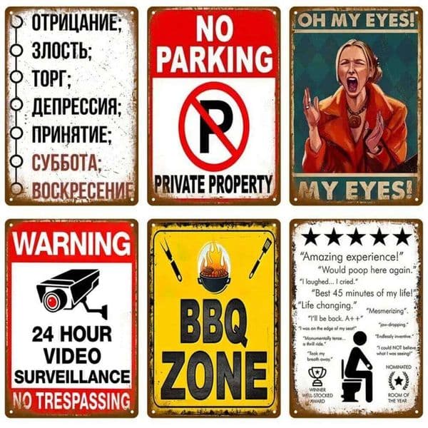 Retro Plates Poster Metal Wall Art Mural Room Home Decoration Decor Vintage Tin Sign Mancave Signboard Garage Plate Bar 26L0606