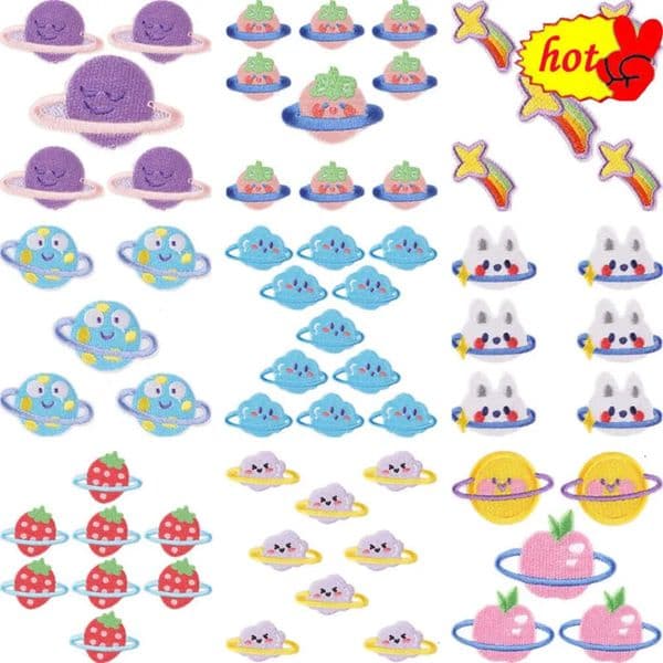 2026 Small cologne Stick On Patches 10 Pcs For Clothing Girls Pack perfume Lot Bulk Kids Boys Animals Star Rainbow Space Sew Designer Embroidery Cute Free Shipp 30
