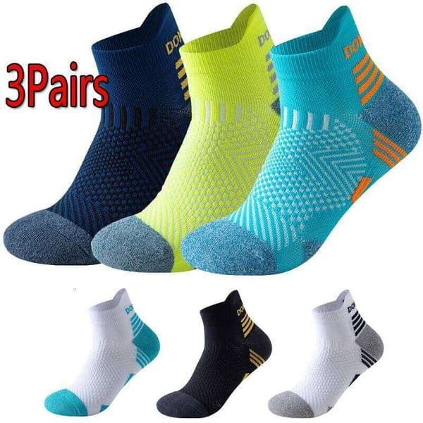 3 Pairs Marathon Men Thickened Running Professional Cushioned Sport Ankle Low Cut Short Socks Winter J260606