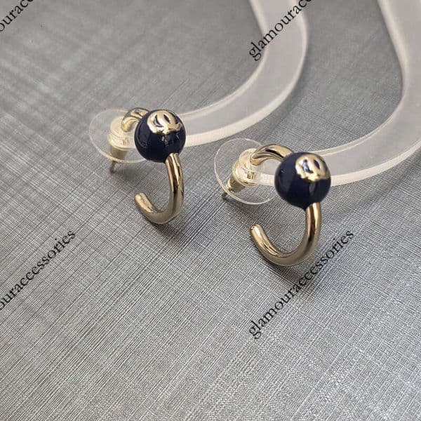 Designer channels earrings notch s new blue and black round earrings fashionable end ball earrings with sier pins cc earrings