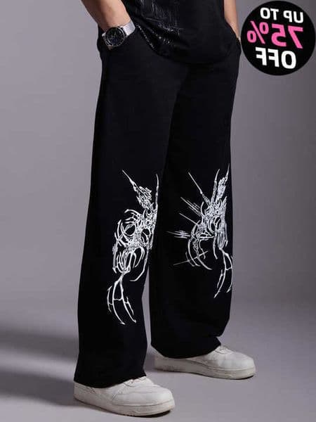 Printed Men Cotton Relaxed Fit Mid Rise Track Pant Flame Fire Graphic Gothic Letter Joggers Freedom Slogan D260606