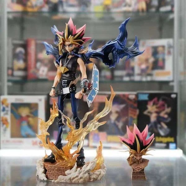 28cm Duel Monsters Anime Figure Gk Yugi Muto Doll 2 Heads Pvc Statue Model Collectible Decoration Toys Christmas Gift 26L0606