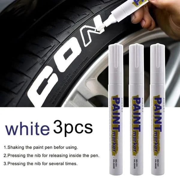 3pcs White Paint Pen Markers Waterproof Car Tyre OilBased Set Quick Dry And Permanent 260605
