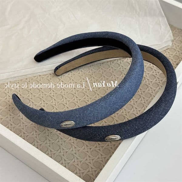 women headband Korean retro denim sponge hairband high end temperament letter label versatile going out pressure hairhoop H260606