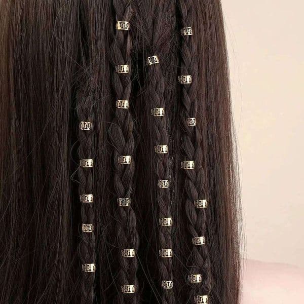 40pcs hollow Out Ring, Dreadlocks Beads Braid Rings Clips Dread Locks Hair Braiding Metal Cuffs Decoration/Accessories