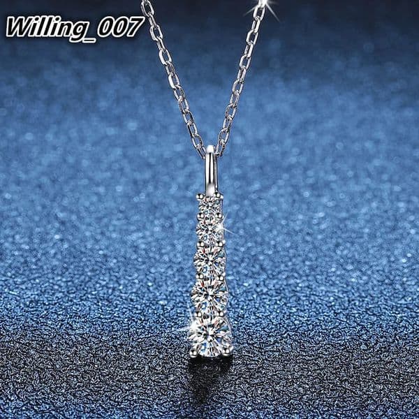 03ct Multiple Moissanite Stones Diamond Pendant Necklace 925 Sterling Silver Best Price Shape