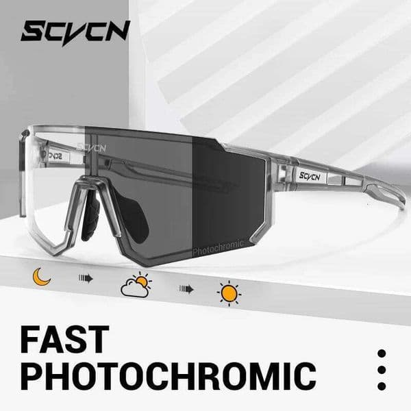 SCVCN Photochromic Sunglasses Outdoor Cycling Road Mountain Bike Glasses Men and Women Casual Hiking Windproof W260606