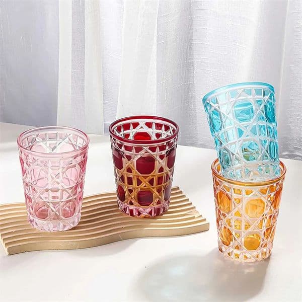 Luxury Designer Decor 1 320Ml Crystal Whiskey Flat Bottomed Hand Carved Colorful Brandy Wine Spirit Glass Roller Decoration room For Home 15