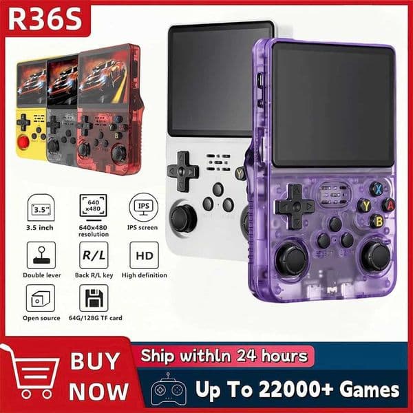 R36S Retro Handheld Video Game Console 35 Inch IPS Screen 128GB Preloaded Games Portable Pocket Player Linux System Z260606