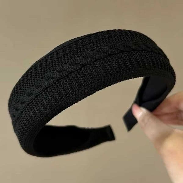 Retro Knit Hair Hoop Trendy French Design Solid Color Hair Bands Wide Edge Elegant Woolen Headband For Women H260606