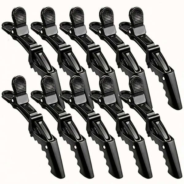 10pcs Black Alligator Sectioning Hair Styling Non-slip Salon Clips Cutting Coloring Blow Drying Hairstyling