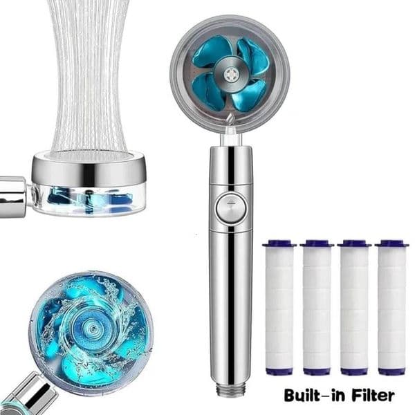 360 Degrees Rotation Handheld Turbo Fan Shower Head High Pressure Water Saving Spray Adjustable Filters Bathroom Accessories ddmynov