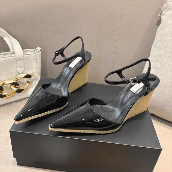 Luxury Fashion Leather Platform Wedges Women Pumps Spring Autumn Double Strap Buckle High Heels Mule Wedding Party Sandals Dress Shoes 260606