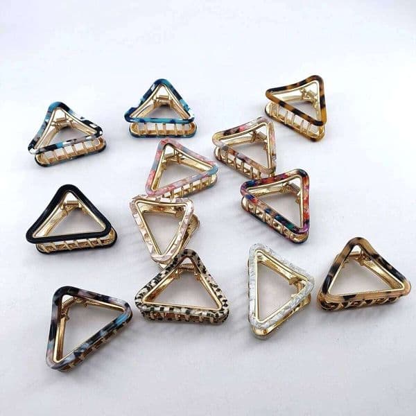 5.8cm Korean style alloy triangle with acetic acid minimalist hollow design hair clip and accessory