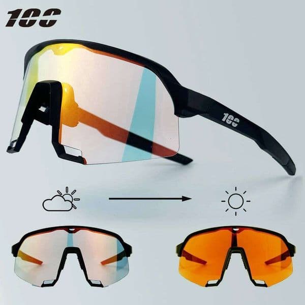 100 Photochromic Cycling Sunglasses Professional Road Riding Glasses for Men Bicycle Windproof Sand Goggles Bike Eyewear W260606