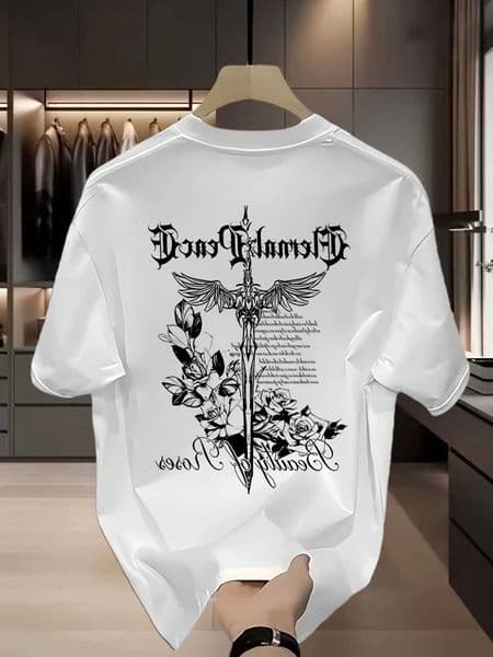 Men Summer Trendy Loose New Style T-Shirt - 100 Cotton Material Soft and Comfortable Fabric Retro Strt Style Versatile D260606