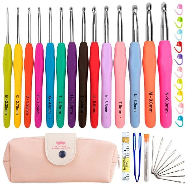 Crochet Hooks Kits with Storage Bag Soft Handle Aluminum Needles Yarn Weave Knitting Set DIY Sewing Weaving Tool 260605