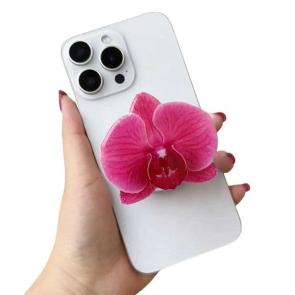 Ins Transparent Fresh Phalaenopsis Flower Stand Magnetic Phone port Holder for Iphone Grip Tok Bracket J260606