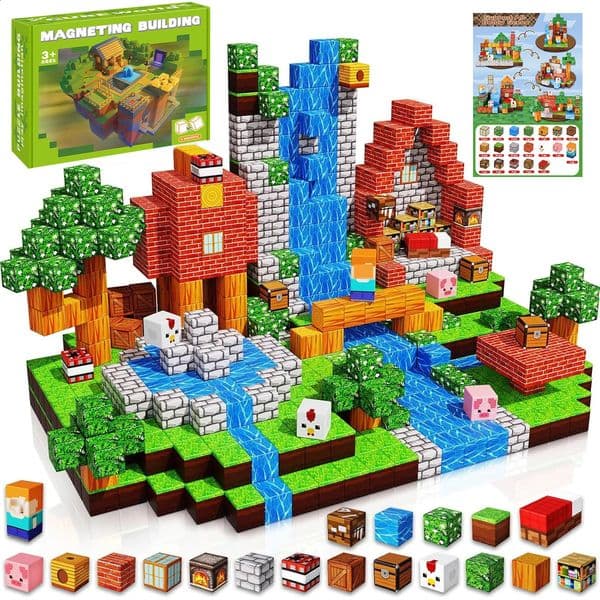 Magnetic Building Block Bricks Toy Mine Stacking World Creative DIY Model Build Set STEM Educational Kids Gifts for Boy Girls 260605