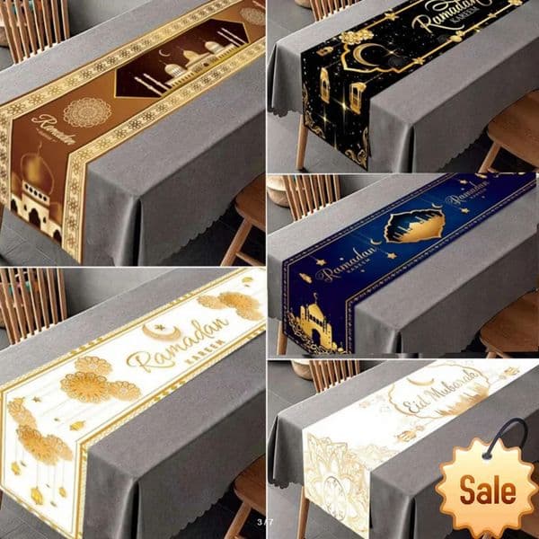 2026 Eid perfume Mubarak Tablecloth Dinner Table Runner Aid Islamic Muslim Kareem Ramadan Decoration For Home cologne Party Favor Holiday Supplies Free Shi 26