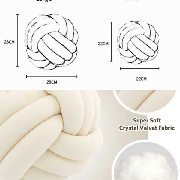Throw Knot Ball Art Decor Handmade Soft Velvet Big Cushion Modern Cozy Decorative Christmas Cushion for Home Sofa White L260606