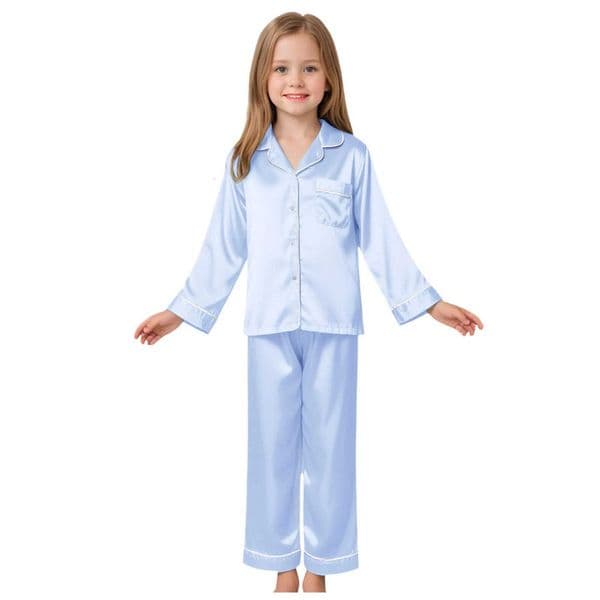 Girls 2 Piece Silk Pajamas Set Soft Satin Spwear For Kids Toddler 3-14 Years Teen Girl Pjs Children Clothing Loungewear J260606