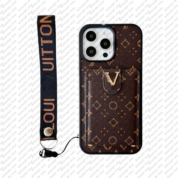 iPhone 17 Pro Max Case Cross Body Chain, iPhone 16 Promax 17 15 14 Plus 13 Caviar Leather Designer Phone Case with Chain and Card Holder Shockproof Wallet Cell Phone Cases