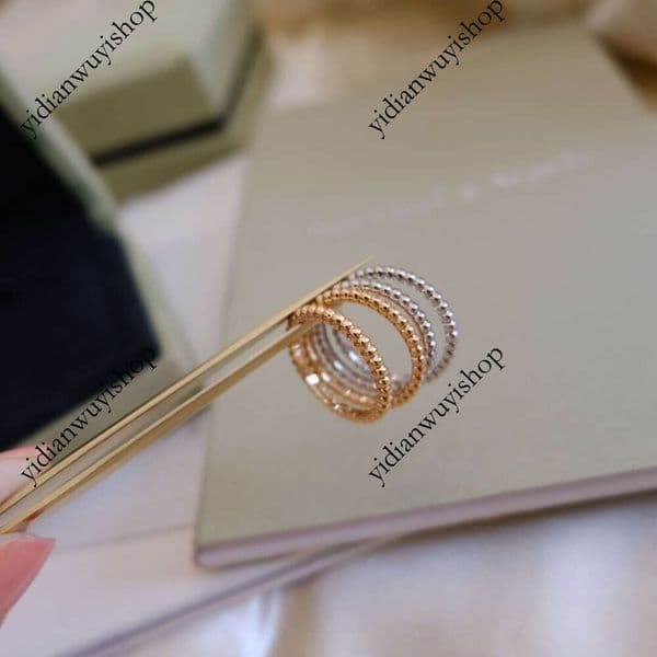 Designer Jewelry Women's Ring Rose Gold Plated CNC Precision-Carved Stackable Round Bead Ring van cleefring