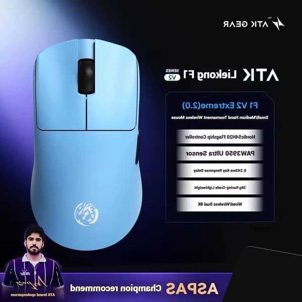 ATK Blazing Sky F1 V2 Ultra Max Wireless Gaming Mouse Dual-Mode Lightweight PAW3950Ultra Dual 8K Low Latency Ergonomic Extreme L260608