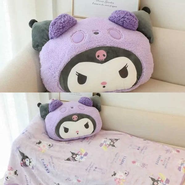 Blanket My Melody Comfortable Kuromi Stuffed Japanese Style Cinnamoroll Pom Purin Back Cushion Hug Plushies Gifts L260606