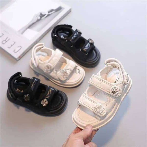 Children Summer Sandals Chic Girls Casual Solid Black Kids Fashion Princess Classic Flowers Buckle J260606